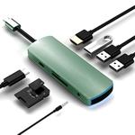 Basix Mate8 8 In 1 Multi-function Type-C / USB-C HUB Expansion Dock (Green)