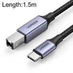 Ugreen Type-C / USB-C to Type-B Printer Nylon Braid Connect Data Cable, Length: 1.5m
