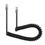 4 Core Male to Male RJ11 Spring Style Telephone Extension Coil Cable Cord Cable, Stretch Length: 2m(Black)