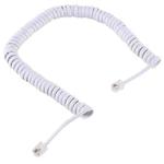 4 Core Male to Male RJ11 Spring Style Telephone Extension Coil Cable Cord Cable, Stretch Length: 2m(White)