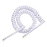 4 Core Male to Male RJ11 Spring Style Telephone Extension Coil Cable Cord Cable, Stretch Length: 5m (White)