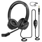EKSA H12 3.5mm Head-mounted Noise Reduction Wired Headset with Microphone(Black)