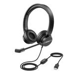 EKSA H12 USB Plug Head-mounted Noise Reduction Wired Headset with Microphone(Black)