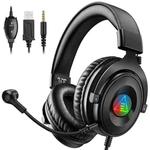 EKSA E900DL Standard 3D Surround Gaming Wire-Controlled Head-mounted USB Luminous Gaming Headset with Microphone & Lighting Effects(Black)