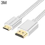 ULT-unite Gold-plated Head HDMI 2.0 Male to Mini HDMI Male Nylon Braided Cable, Cable Length: 3m (Silver)