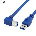 USB 3.0 A Male to Right 90 Degrees Angle USB 3.0 Type-B Male High Speed Printer Cable, Cable Length: 3m