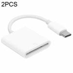 2pcs USB-C / Type-C to SD(HC) Card Reader Adapter(White)