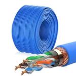NUOFUKE 056 Double Shielding CAT 6E 8 Core Oxygen-Free Copper Gigabit Home Network Cable, Cable Length: 300m(Blue)
