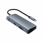 9 in 1 RJ45 + PD + SD/TF + USB 3.0 x 2 + HDMI + VGA + Audio to USB-C / Type-C HUB Adapter