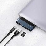 USAMS US-SJ491 USB-C / Type-C Male to USB 3.0 + TF Card + PD Ports HUB Mini Converter(Dark Gray)