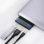 USAMS US-SJ492 USB-C / Type-C Male to USB 3.0 + HDMI + PD Ports HUB Mini Converter (Dark Gray)