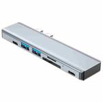 BYL-2101 7 in 1 Dual USB-C / Type-C to USB Docking Station HUB Adapter (Silver)