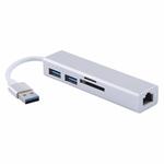 10 / 100 / 1000M Gigabit Ethernet Network RJ45 & SD & TF Card Reader to USB 3.0 HUB Mini Aluminum Adapter Converter, Total Length: about 20cm