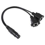 3-pin XLR Female to 2 x RJ45 Female Ethernet LAN Network Extension Cable, Cable Length: 30cm(Black)