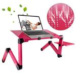 Portable 360 Degree Adjustable Foldable Aluminium Alloy Desk Stand with Mouse Pad for Laptop / Notebook, without CPU Fans(Magenta)