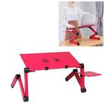 Portable 360 Degree Adjustable Foldable Aluminium Alloy Desk Stand with Double CPU Fans & Mouse Pad for Laptop / Notebook, Desk Size: 480mm x 260mm (Red)