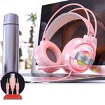 YINDIAO Q3 USB + Dual 3.5mm Wired E-sports Gaming Headset with Mic & RGB Light, Cable Length: 1.67m(Pink)