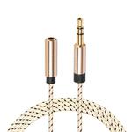 REXLIS 3596 3.5mm Male to Female Stereo Gold-plated Plug AUX / Earphone Cotton Braided Extension Cable for 3.5mm AUX Standard Digital Devices, Length: 1.8m