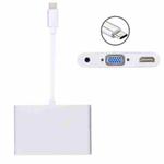 USB-C / Type-C 3.1 to VGA & HDMI & 3.5mm Video Audio Adapter, For Laptop & Notebook & MacBook 12 inch & MacBook Pro(Silver)