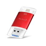 Richwell 3 in 1 64G Type-C + 8 Pin + USB 3.0 Metal Double Cover Push-pull Flash Disk with OTG Function(Red)