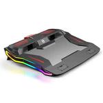 SSRQ-021S Rainbow Version Flank Glowing Dual-fan Laptop Radiator Two-speed Adjustable Computer Base for Laptops Under 18 inch