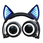 Foldable Wireless Bluetooth V4.2 Glowing Cat Ear Headphone Gaming Headset with LED Light & Mic, For iPhone, Galaxy, Huawei, Xiaomi, LG, HTC and Other Smart Phones(Black)