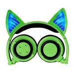 Foldable Wireless Bluetooth V4.2 Glowing Cat Ear Headphone Gaming Headset with LED Light & Mic, For iPhone, Galaxy, Huawei, Xiaomi, LG, HTC and Other Smart Phones(Green)