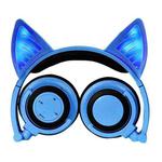 Foldable Wireless Bluetooth V4.2 Glowing Cat Ear Headphone Gaming Headset with LED Light & Mic, For iPhone, Galaxy, Huawei, Xiaomi, LG, HTC and Other Smart Phones(Blue)