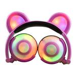 USB Charging Foldable Glowing Bear Ear Headphone Gaming Headset with LED Light, For iPhone, Galaxy, Huawei, Xiaomi, LG, HTC and Other Smart Phones(Pink)