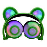 USB Charging Foldable Glowing Bear Ear Headphone Gaming Headset with LED Light, For iPhone, Galaxy, Huawei, Xiaomi, LG, HTC and Other Smart Phones(Green)