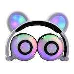 USB Charging Foldable Glowing Bear Ear Headphone Gaming Headset with LED Light, For iPhone, Galaxy, Huawei, Xiaomi, LG, HTC and Other Smart Phones(White)