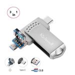 Richwell 3 in 1 32G Type-C + Micro USB + USB 3.0 Metal Flash Disk with OTG Function(Silver)