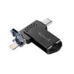 Richwell 16G Type-C + 8 Pin + USB 3.0 Metal Flash Disk with OTG Function(Black)