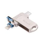 Richwell 64G Type-C + 8 Pin + USB 3.0 Metal Flash Disk with OTG Function(Silver)