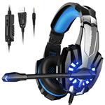 Soulbytes S9 USB + 3.5mm 4 Pin Adjustable LED Light Gaming Headset with Mic (Blue)