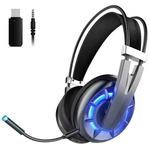 Wintory Air 3.5mm 4 Pin + 2.4G Wireless Connection Adjustable LED Light Gaming Headset with Mic (Black Grey)