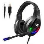 Wintory M6 USB + 3.5mm 4 Pin Adjustable RGB Light Gaming Headset with Mic (Black)