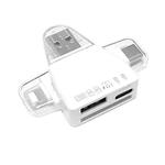 7 in 1 Card Reader USB + Type-C + 8 Pin + TF Card + SD Card + Earphone Adapter (White)