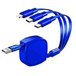 1.2m 3.5A Max 3 in 1 USB to USB-C / Type-C + 8Pin + Micro USB Retractable Charging Cable(Blue)
