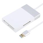 6 In 1 Multi-function Dual USB 3.0 + XQD + CF + TF + SD Card Reader (Silver)