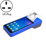 POS-6000 4G Version 2GB+32GB 58mm PDA Handheld 5.5 inch Barcode Two-dimensional Code Android Smart Scan Code Cash Register Thermal Printing Machine, UK Plug(Blue)