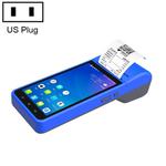 POS-6000 4G Version 2GB+32GB 58mm PDA Handheld 5.5 inch Barcode Two-dimensional Code Android Smart Scan Code Cash Register Thermal Printing Machine, US Plug(Blue)
