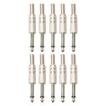 10 PCS 2 Pin 6.5mm Plug Zinc Alloy Welded Type Audio Connector 6.35 Audio Plug