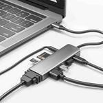 TS08 8 in 1 PD + HDMI + VGA + AUX + USB3.0 + USB2.0 + SD + TF to USB-C / Type-C HUB Adapter