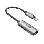 WIWU LT02 8 Pin Male to Dual 8 Pin Female 2 in 1 Mini Portable Audio & Charging Adapter(Grey)