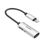 WIWU LT02 8 Pin Male to Dual 8 Pin Female 2 in 1 Mini Portable Audio & Charging Adapter(Silver)