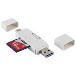 USB-C / Type-C + SD + TF + Micro USB to USB 3.0 Card Reader (White)