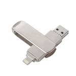 Richwell 3 in 1 128G Micro USB + 8 Pin + USB 3.0 Metal Rotating Push-pull Flash Disk with OTG Function(Silver)