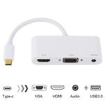 USB 2.0 + Audio Port + VGA + HDMI to USB-C / Type-C HUB Adapter (White)