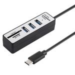 2 in 1 TF / SD Card Reader + 3 x USB 3.0 Ports to USB-C / Type-C HUB Converter, Cable Length: 26cm (Black)